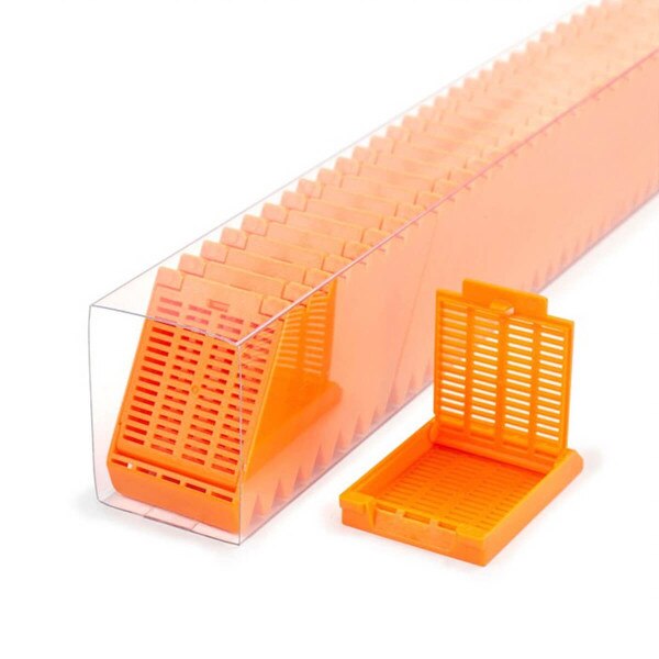 Hinged Tissue Cassette, orange